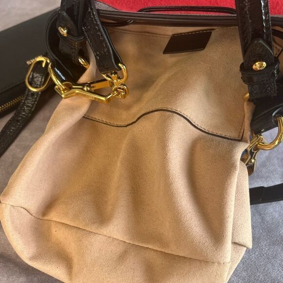 Gucci Suede Ophidia Bucket Drawstring Crossbody Top Handle Bag Red - Picture 8 of 12